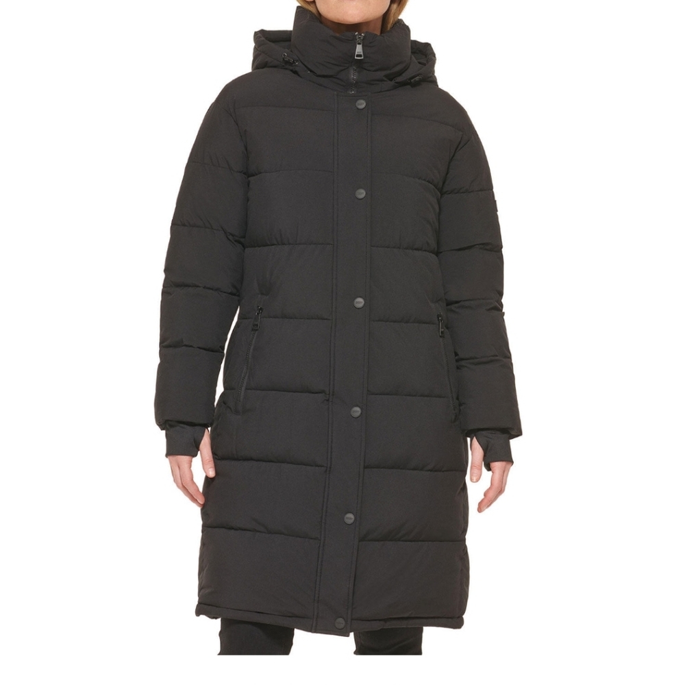 NWT! Plus Size DKNY Ladies Long Puffer Jacket~ Style DL2MPL82~ Black~ Size XXL